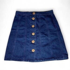 Pilcro and the Letterpress Anthropologie Jean Denim Skirt A-line Buttons Size 2